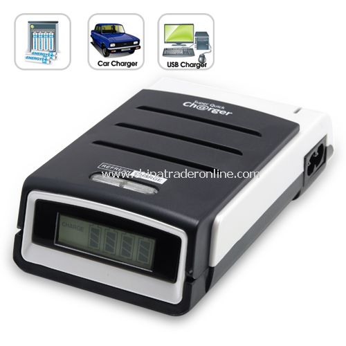 Battery Charger with LCD Screen and Rechargeable AA Batteries from China