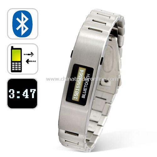 Bluetooth Bracelet w/Vibration Function + Digital Time Display Metallic from China