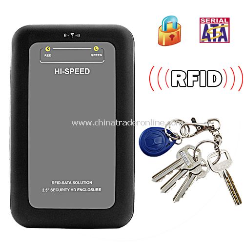 RFID Security 2.5 Inch SATA HDD Enclosure - Encrypted with Two RFID Key Tags