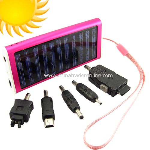 Solar Battery Charger for Phones, Cameras, USB Devices (Pink) - 1350mAh capacity from China