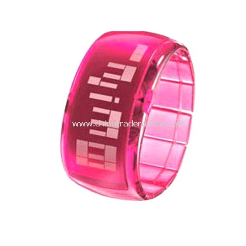 South Korea ODM Stylish LED Dot-Matrix Fashion Watch with Weekday Display - Pink