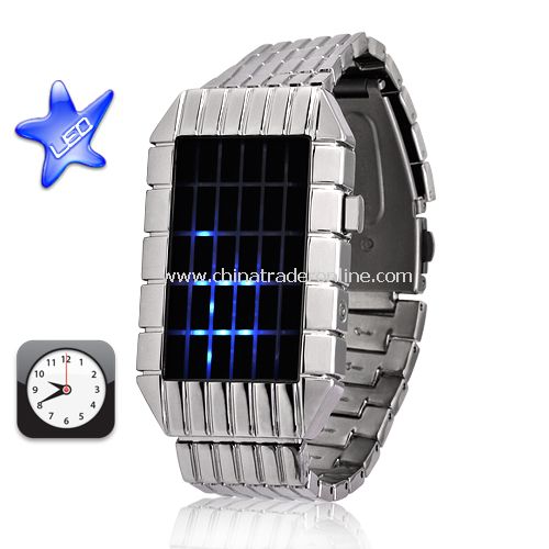 Sub Zero - Japanese Inspired Blue LED Wrist Watch w/ Onyx Metal Strap