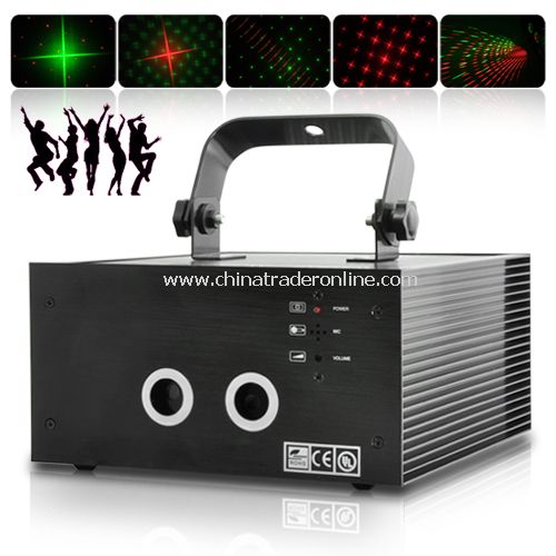 150mW Sound Activated Red and Green Double Laser DMX Projector with DMX 512 IN & OUT ports from China