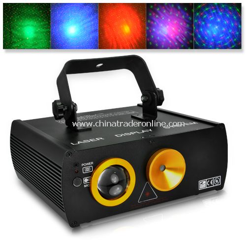 Double Laser DMX Projector (Sound Activated, Cloud Background) - 100mW Red and 50mW Green laser from China