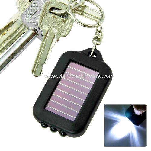 Mini Solar Power Rechargeable Keychain + 3 LED flashlight from China