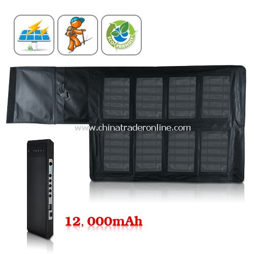 Portable Solar Charger and 12000 mAh Battery from China