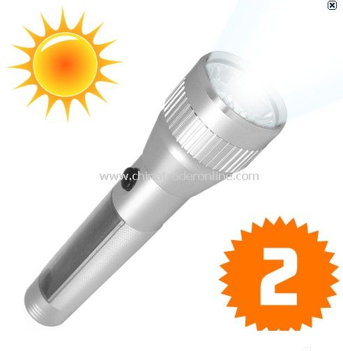 Solar LED Flashlight - All-Weather Cast Meta Design -Ultimate Green Gadget from China
