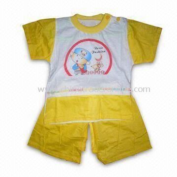 Babies Clothing Set with Short Sleeves, Made of 100% Cotton Material