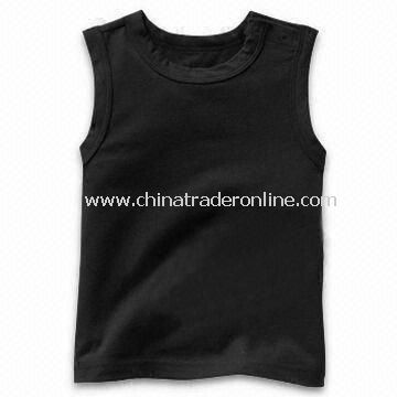 Babies T-shirt in Black Color with Sleeveless, Customized Designs Welcomed from China