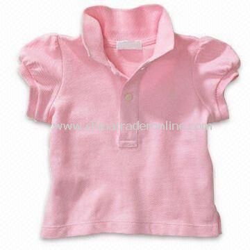 Babies T-shirt in Pink Color with Polo Neck, Customized Designs Accepted