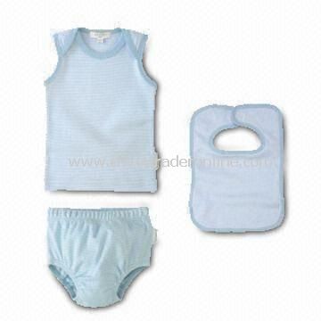 Baby Clothing Set with Vest, Shorts, and Bib