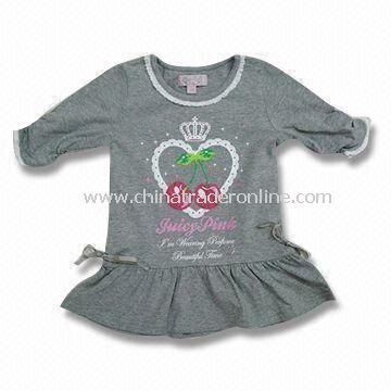 Baby Short-sleeved Dress, Made of Cotton, Measures 76 to 104cm from China