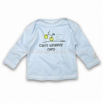 Baby T-shirt with Stretchy Neck and Long Sleeves, Available in Various Sizes and Colors