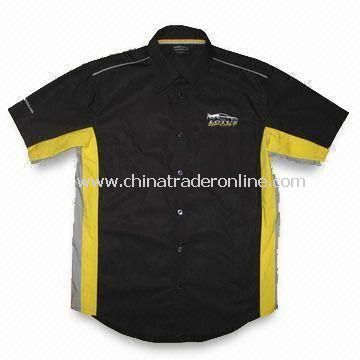 Button Down Collar Racing Shirt for Men, Made of Lightweight Cotton/Polyester Twill, Weighs 140gsm from China