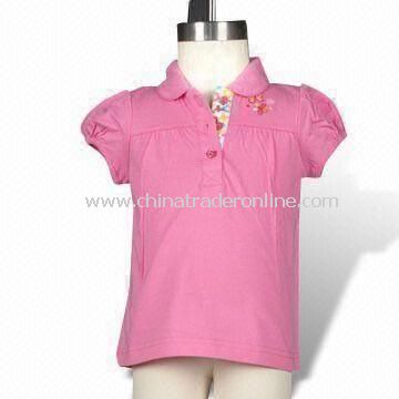 Infant Girls Polo T-shirt with Embroidery, Various Colors are Available from China