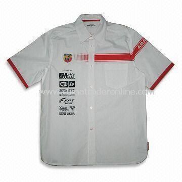 Mens Racing Shirt with Button Down Collar, Made of 60% Cotton and 40% Polyester Twill from China