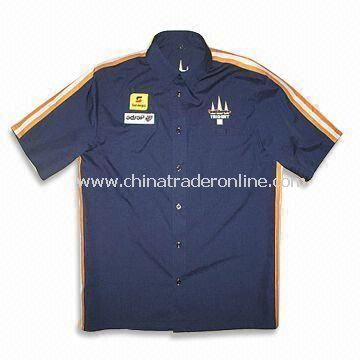 Racing Shirt with Button Down Collar, Made of Cotton and Polyester Twill, Suitable for Men