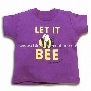 Round Neck Baby T-shirt in Red and Violet Colors, Customized Design are Accepted