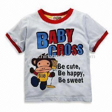 Round Neck Baby T-shirts, Made of 100% Combed Cotton, Available in Various Colors and Sizes from China