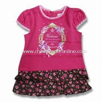 Sleeveless Baby Dress with Printing, Available in Red, Measures 110 to 150cm from China