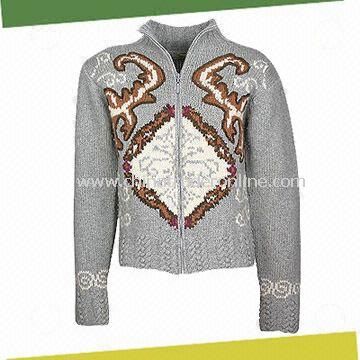 Mens Cardigan Sweater, Made of 80% Lambswool and 20% Acrylic with Gauge of 9gg from China