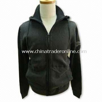 Mens Cardigan with Hood, Stone Washed, 5 and 9gg Gauge, Weighs 845g from China