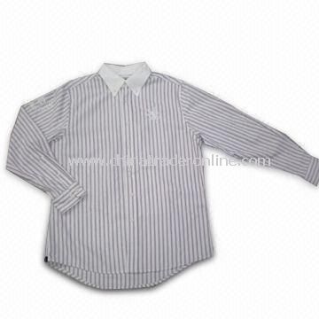 Mens Dress Shirt with Leisure Design, Made of 100% Striped Cotton Fabric, Comfortable to Wear