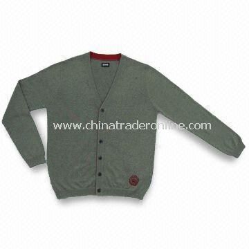 Mens Knitted 100% Cotton Sweater with Stone Washing and 54cm Chest Width from China