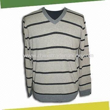 Mens Knitted Pullover, Made of 100% Cotton from China