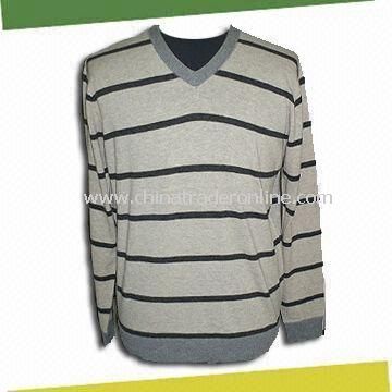 Mens Knitted Pullover, Made of 100% Cotton