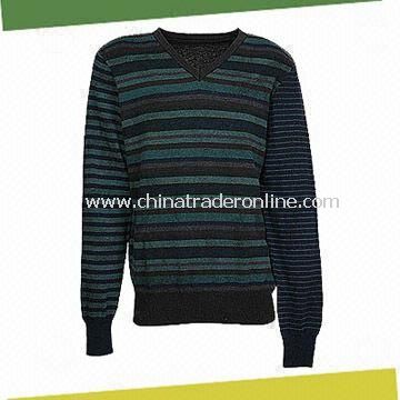 Mens Pullover Sweater, Made of 100% Lambswool from China