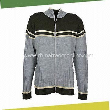 Mens Pullover Sweater, Made of 30% Wool and 70% Acrylic