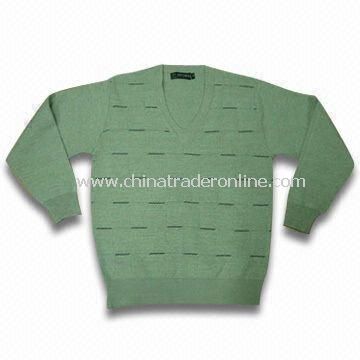 Mens Sweater, Available in Gray, Made of 70% Wool and 30% Silk from China