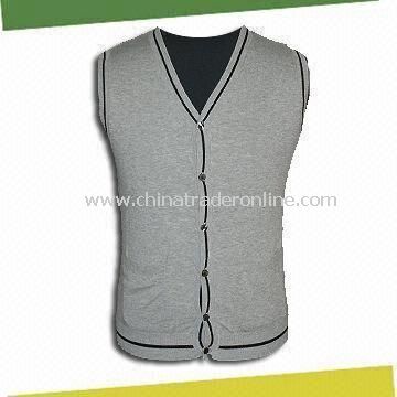 Mens Sweater Vest, Made of 80% Viscose, 20% Nylon