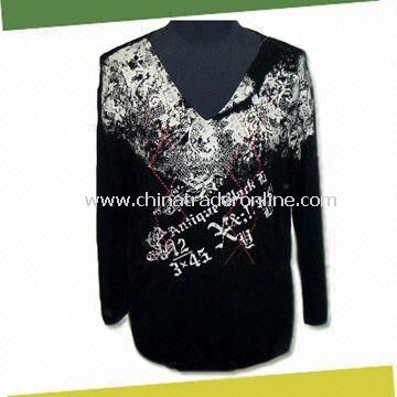 Mens Sweater with Printing on Front , Made of 80% Viscose, 20% Nylon