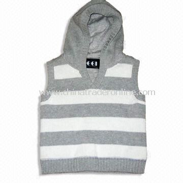 Childrens Knitted Sweater with Cotton Jersey Lining, Made of 1005 Cotton from China