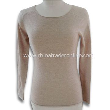 Ladies Sweater with Silk Hand-feeling, Soft and Gentle, Made of Lamb Wool and Nylon