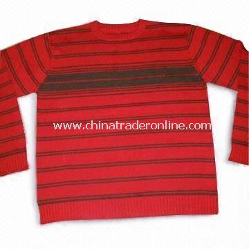 Mens Sweater in Black and Red Strips from China