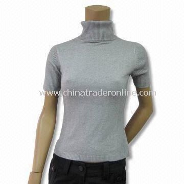 Short-sleeve Sweater with Turtle Neck, Suitable for Women