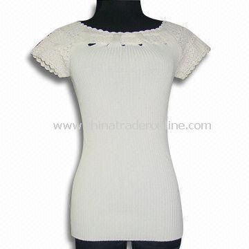 Sweater, Suitable for Women, Available in White, Made of Viscose and Nylon from China