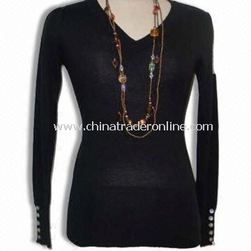Sweater for Ladies, Made of Silk and Cotton, Soft/Gentle, Weighs 14gg from China