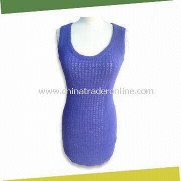 Womens Knit Sweater Made of 65% Cotton and 35% Acrylic from China