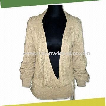 Womens Knitted Sweater, Made of 55% Cotton, 45% Acrylic from China