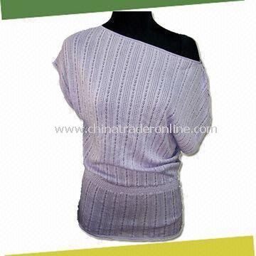 Womens Knitted Sweater, Made of 55% Silk, 45% Cotton