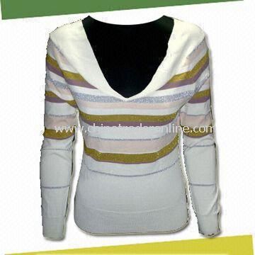 Womens Pullover Knitwear, Made of 70% Viscose,15% Acrylic, 15% Polyester