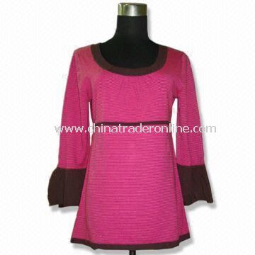 Womens Sweater, Made of 100% Viscose, Available in Rose with Black Stripes
