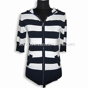 Womens Sweater, Made of 65% Rayon and 35% Nylon, Available in Black and White Combination from China