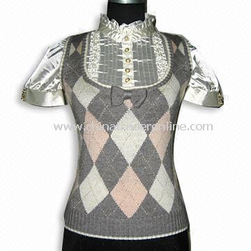 Womens Sweater, Made of Washable 30% Wool and 70% Acrylic