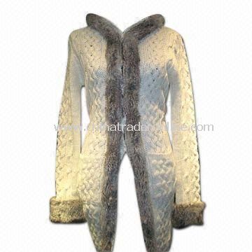 Womens Sweater/Cardigan, Made of 15% Iceland Wool and 85% Acrylic from China