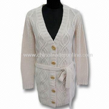 Womens Sweater with 3G Gauge, Made of 30% Wool and 70% Acrylic